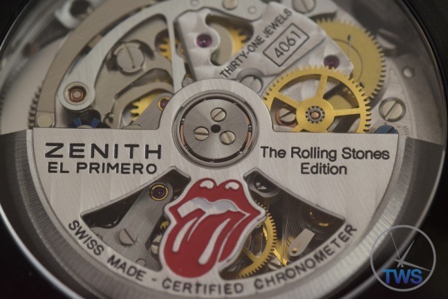The Back of a Zenith El Primero Rolling Stones Edition automatic watch movement