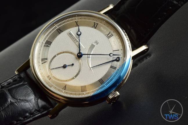 Breguet Classique 5277- Unboxing Review [5277bb-12-9v6] Watch on side in low light with crown down